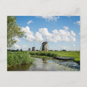 Three windmills and a canal postcard