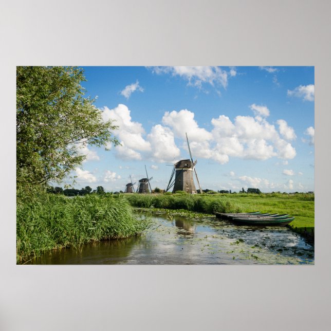 Three windmills and a canal poster (Front)
