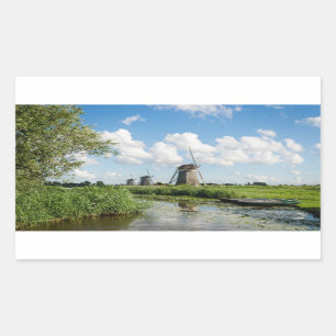 Three windmills and a canal rectangular sticker