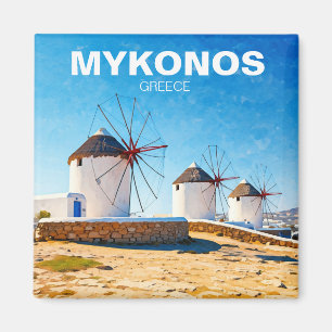 Three Windmills in Mykonos Greece Cyclades Travel Magnet