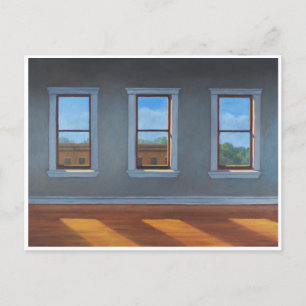 Three Windows with Light Streaming In Postcard