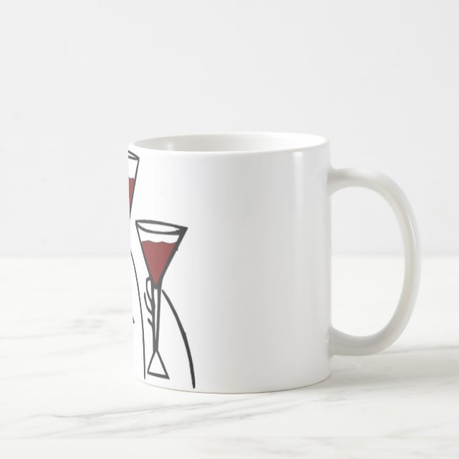 Three Wine Glasses in Hands Cartoon Coffee Mug (Right)
