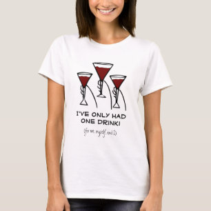Three Wine Glasses in Hands Cartoon T-Shirt