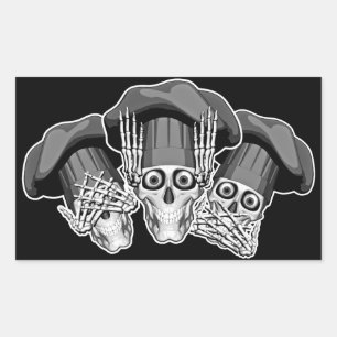 Three Wise Chef Skulls Rectangular Sticker
