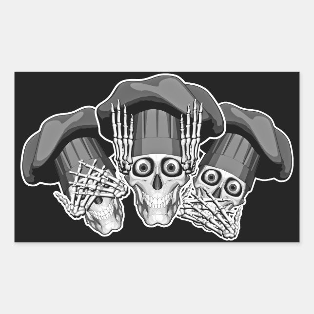 Three Wise Chef Skulls Rectangular Sticker (Front)