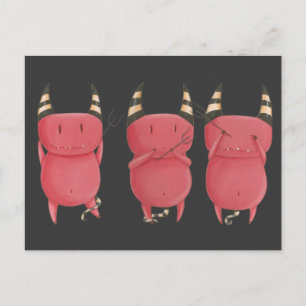 Three Wise Devils - Little Devils art Postcard