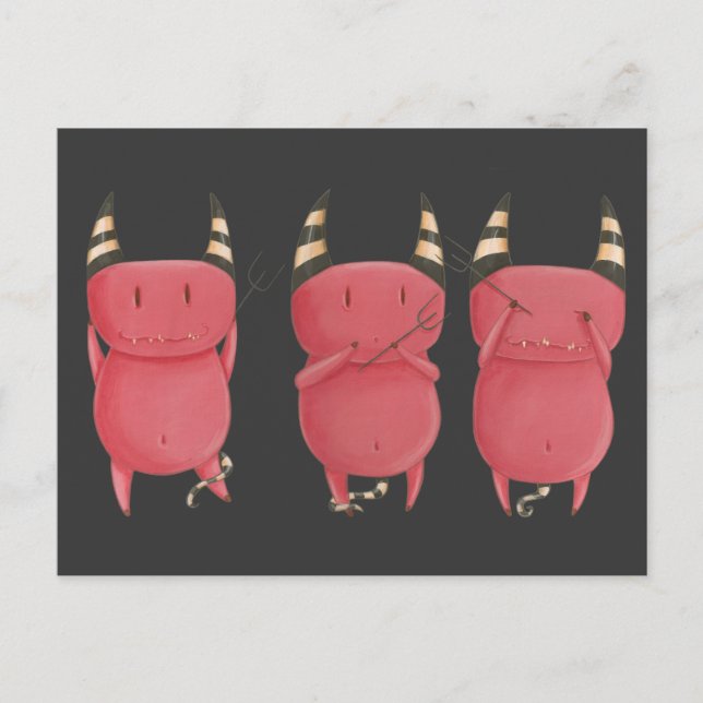 Three Wise Devils - Little Devils art Postcard (Front)