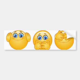 three wise emojis bumper sticker