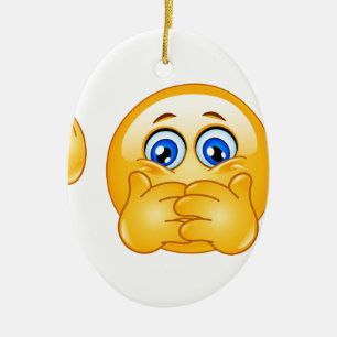 three wise emojis ceramic tree decoration