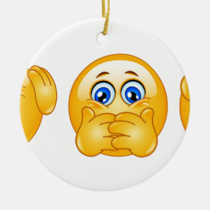 three wise emojis ceramic tree decoration