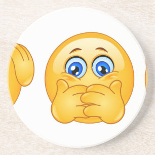 three wise emojis coaster