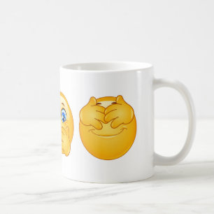 three wise emojis coffee mug