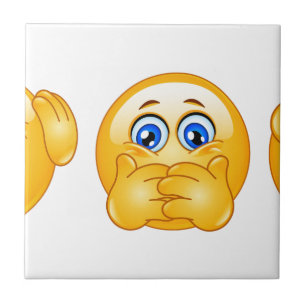 three wise emojis tile