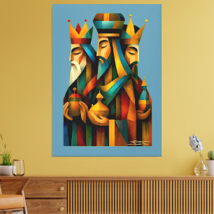 Three Wise Men Abstract Nativity Art Canvas Print