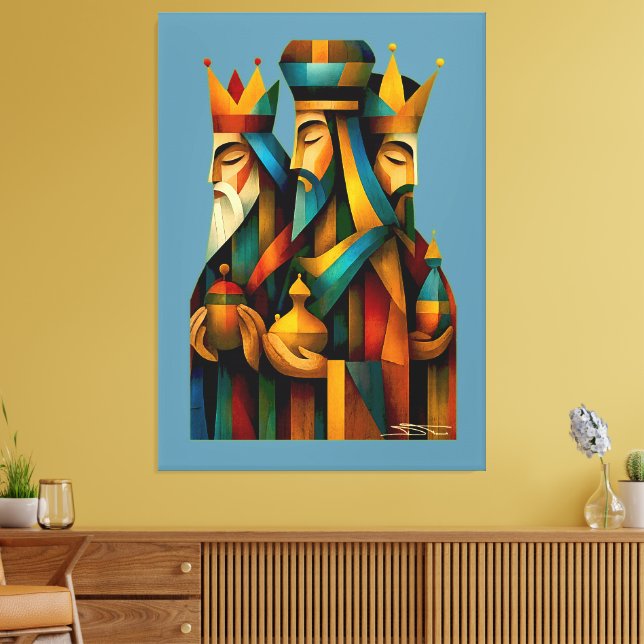 Three Wise Men Abstract Nativity Art Canvas Print (Insitu(LivingRoom))