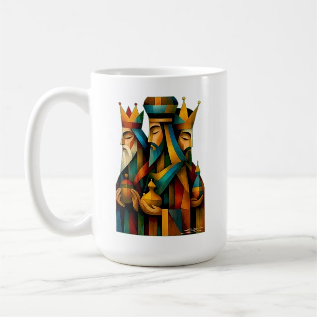 Three Wise Men Abstract Nativity Art  Coffee Mug (Left)