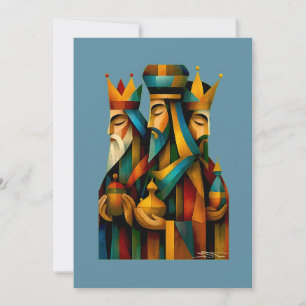 Three Wise Men Abstract Nativity Art Holiday Card