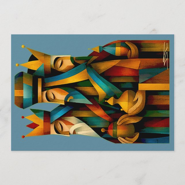 Three Wise Men Abstract Nativity Art Invitation (Front)