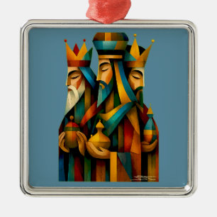 Three Wise Men Abstract Nativity Art Metal Tree Decoration