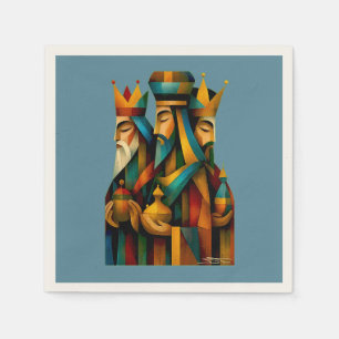 Three Wise Men Abstract Nativity Art  Napkin