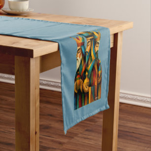 Three Wise Men Abstract Nativity Art  Short Table Runner