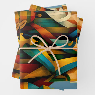 Three Wise Men Abstract Nativity Art Wrapping Paper Sheet