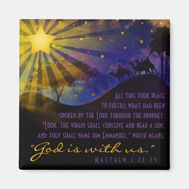 Three Wise Men Bible Verse Fridge Magnet (Front)