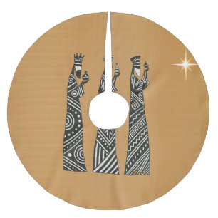 Three Wise Men Black & White Christmas Nativity Brushed Polyester Tree Skirt