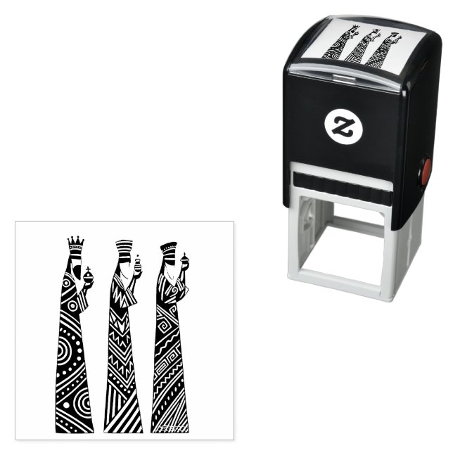 Three Wise Men Black & White Christmas Nativity Self-inking Stamp (In Situ)