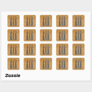 Three Wise Men Black & White Christmas Nativity Square Sticker