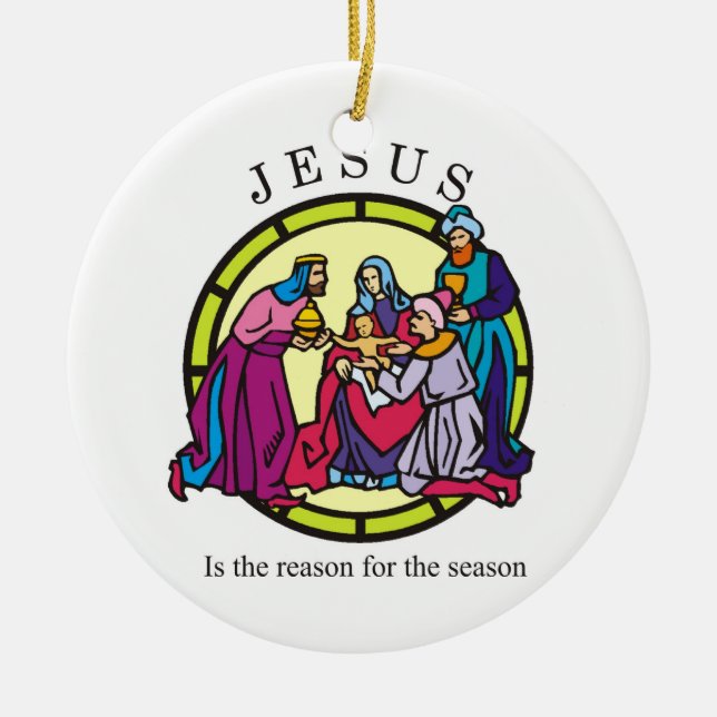 Three Wise Men Bringing Gifts Ceramic Tree Decoration (Front)