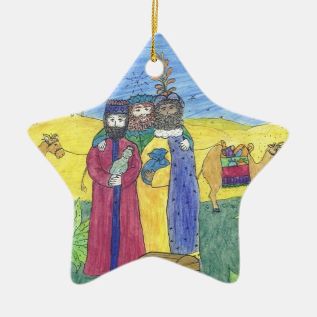 Three wise men ceramic tree decoration (Front)