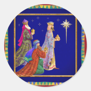 Three wise men classic round sticker