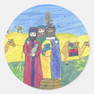 Three wise men classic round sticker