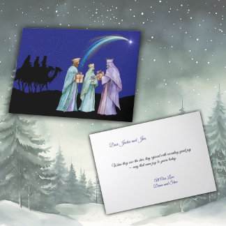 Three Wise Men Dressed In Colorful Robes Holiday Card