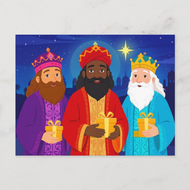 Three Wise Men Epiphany Christmas Star Holiday Postcard (Front)