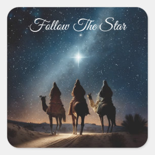 Three Wise Men Follow The Star Christmas Square Sticker