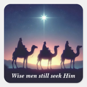 Three Wise Men Following a Star Square Sticker