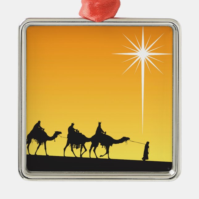 Three Wise Men Following the Star Metal Tree Decoration (Front)