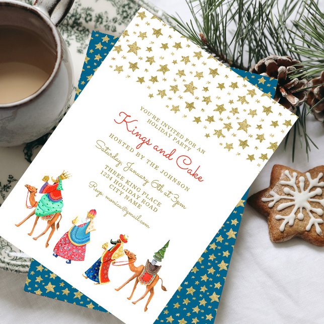 Three Wise Men Gold Glitter Stars Christmas Party Invitation (Three Wise Men Gold Glitter Stars Christmas Party Invitation)