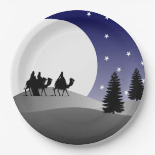 Three Wise Men Graphic Christmas Paper Plate