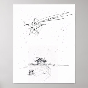 Three Wise Men – Minimalist Nativity Sketch Poster