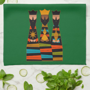 Three Wise Men Modern Mid-Century Tea Towel