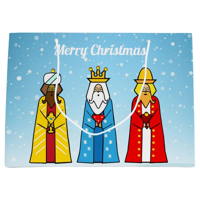Three Wise Men on Light Blue Large Gift Bag (Front)