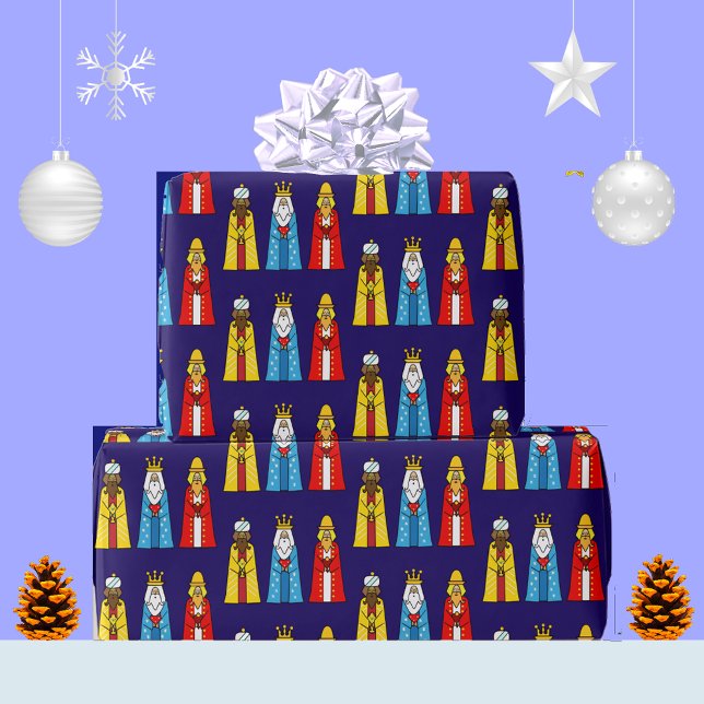 Three Wise Men on Navy Blue Wrapping Paper (Creator Uploaded)