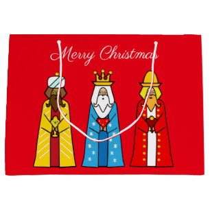 Three Wise Men on Red Large Gift Bag