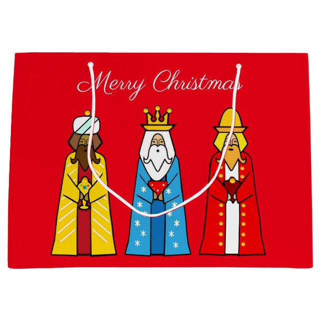 Three Wise Men on Red Large Gift Bag (Front)