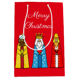Three Wise Men on Red Medium Gift Bag