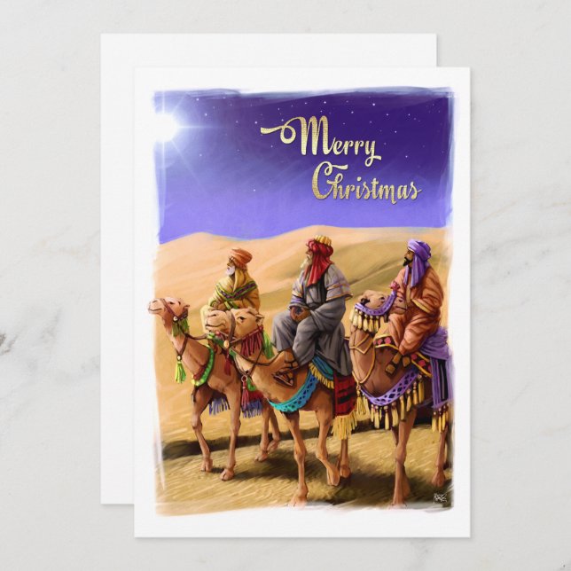 Three Wise Men Painting Flat Christmas Cards (Front/Back)