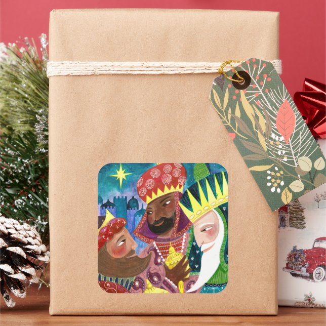 Three Wise men religious  Christmas Holiday Square Sticker (Holiday)